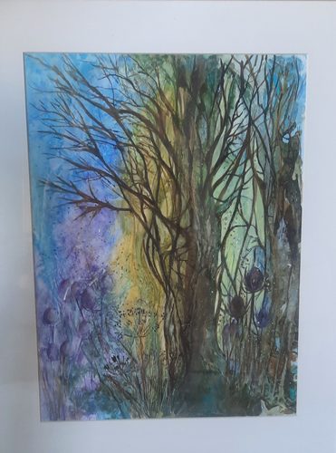 Sheila H, Fairy Fantasy Woodland Walk, watercolour & ink.